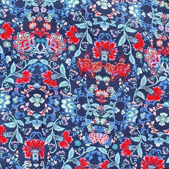 American Eagle Peasant Romper Blue and Red Floral Print - Picture 4 of 7